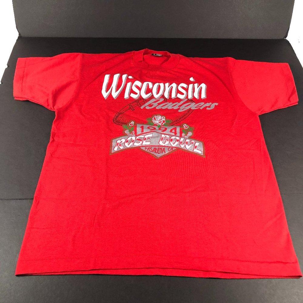 VTG 1994 Rose Bowl Wisconsin Badgers Shirt Adult Large Red Single Stitch Tee